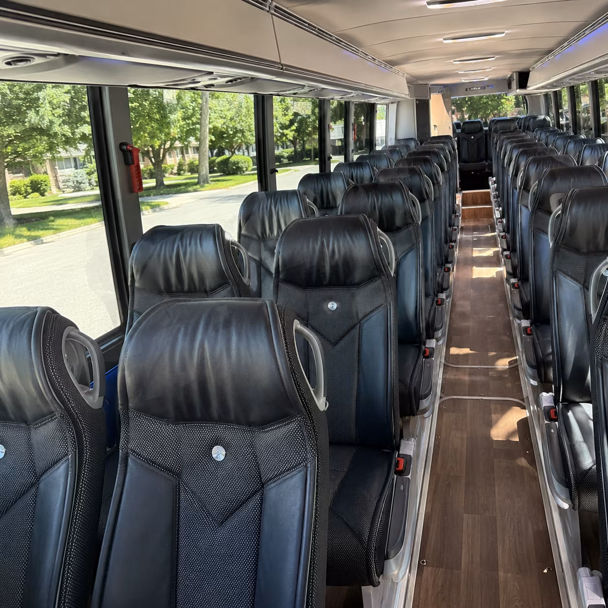 allen 40 passenger charter bus inside