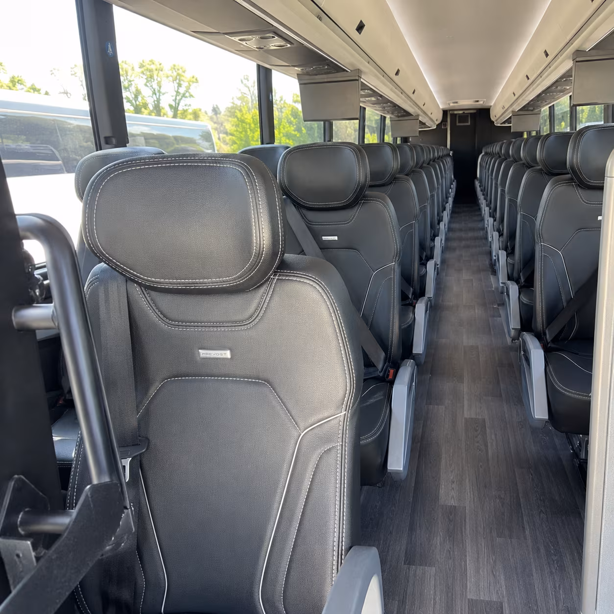 allen 47 passenger charter bus interior