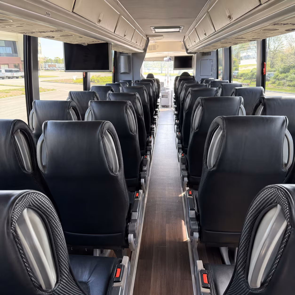 allen 56 passenger charter bus inside